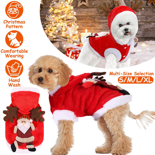 Vestito di Natale per Animali Domestici - Costume da Babbo Natale e Renna con Corna