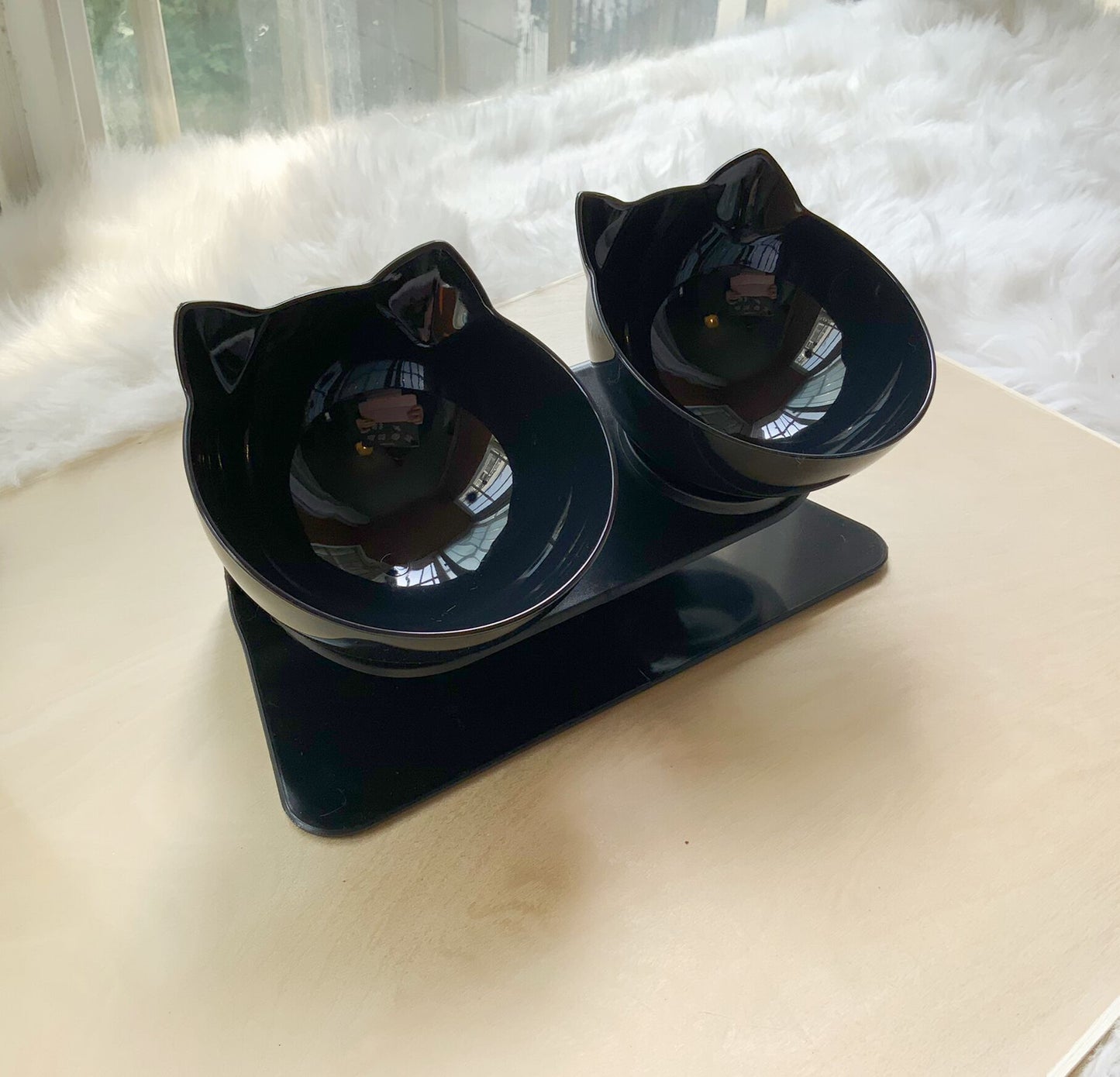 Ciotola doppia per gatto rialzata, protegge le vertebre cervicali.