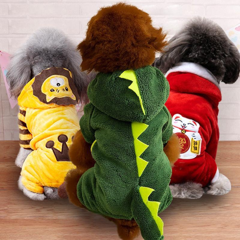 Autumn And Winter Dog Pet Costume Collection: Cozy Coral Fleece Cartoon Style-4
